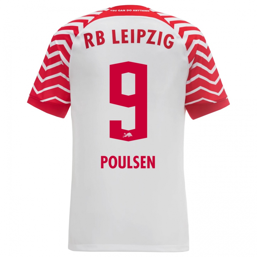 Damen Yussuf Poulsen #9 Weiß Heimtrikot Trikot 2023/24 T-Shirt