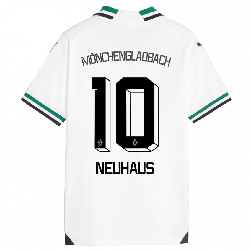 Damen Florian Neuhaus #10 Weiß Grün Heimtrikot Trikot 2023/24 T-Shirt