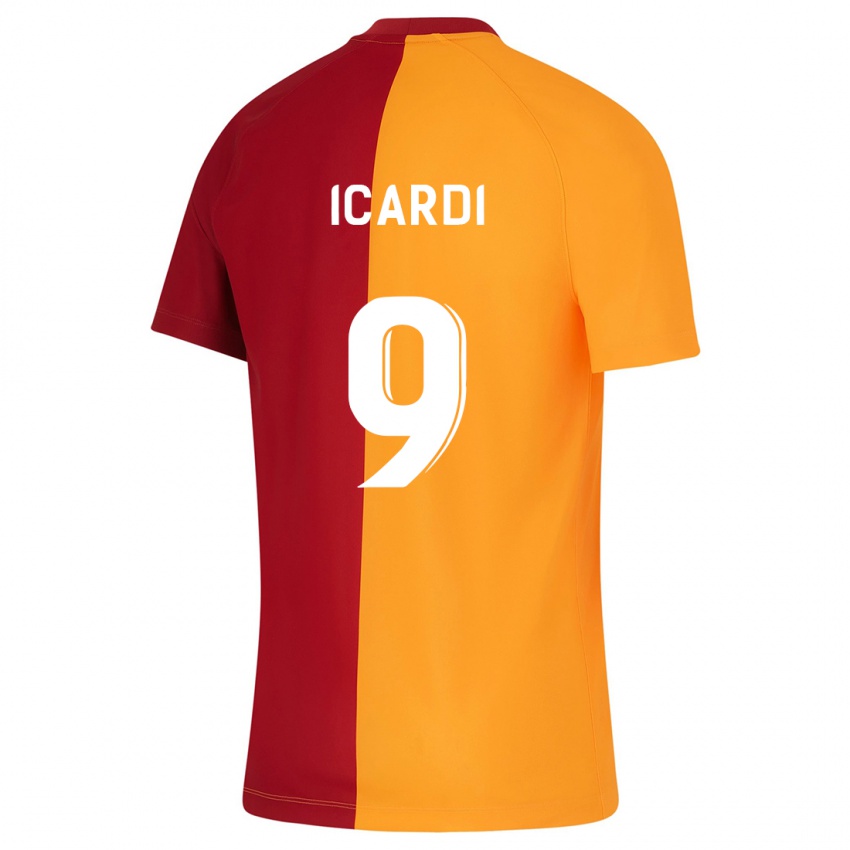 Damen Mauro Icardi #9 Orangefarben Heimtrikot Trikot 2023/24 T-Shirt