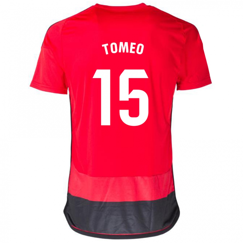 Damen Pablo Tomeo #15 Rot Schwarz Heimtrikot Trikot 2023/24 T-Shirt