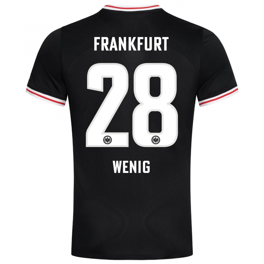 Damen Marcel Wenig #28 Schwarz Auswärtstrikot Trikot 2023/24 T-Shirt