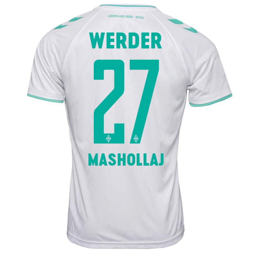 Damen Benjamin Mashollaj #27 Weiß Auswärtstrikot Trikot 2023/24 T-Shirt