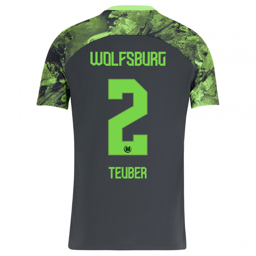 Damen Julius Teuber #2 Dunkelgrau Auswärtstrikot Trikot 2023/24 T-Shirt