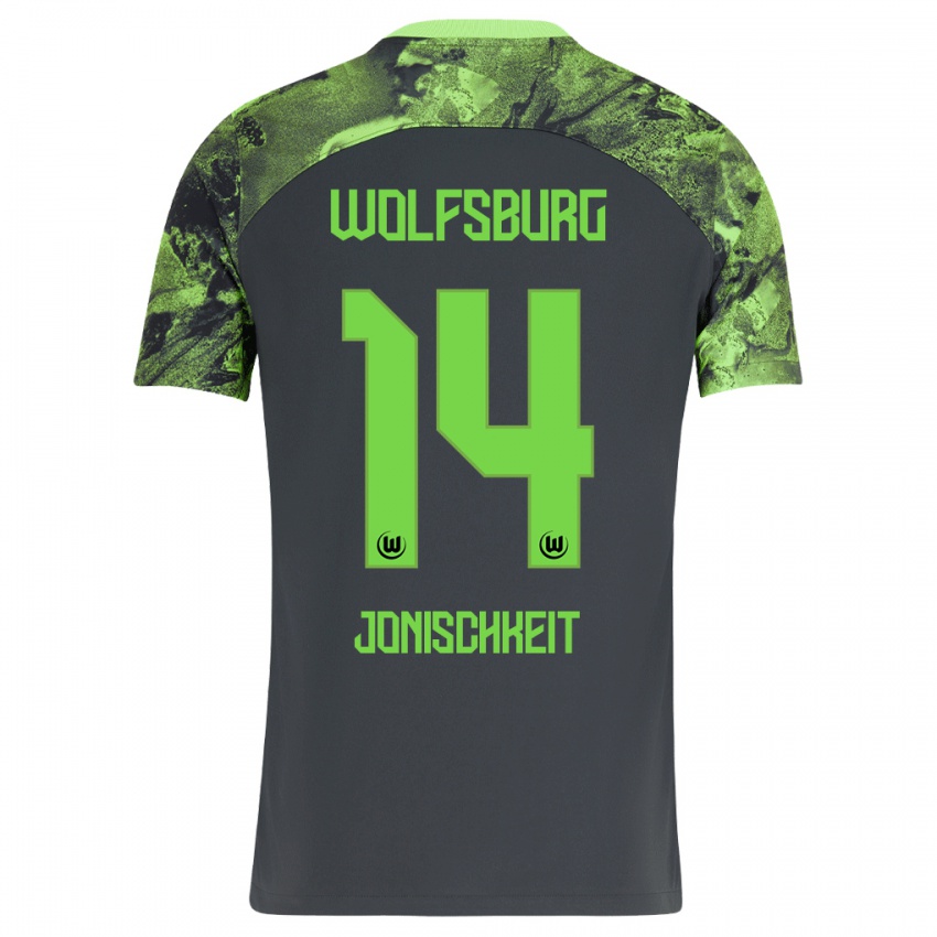 Damen Jamal Jonischkeit #14 Dunkelgrau Auswärtstrikot Trikot 2023/24 T-Shirt