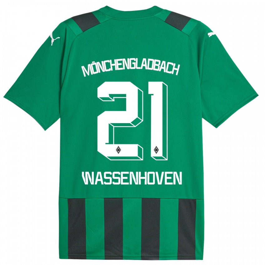 Damen Michelle Wassenhoven #21 Schwarz Grün Auswärtstrikot Trikot 2023/24 T-Shirt