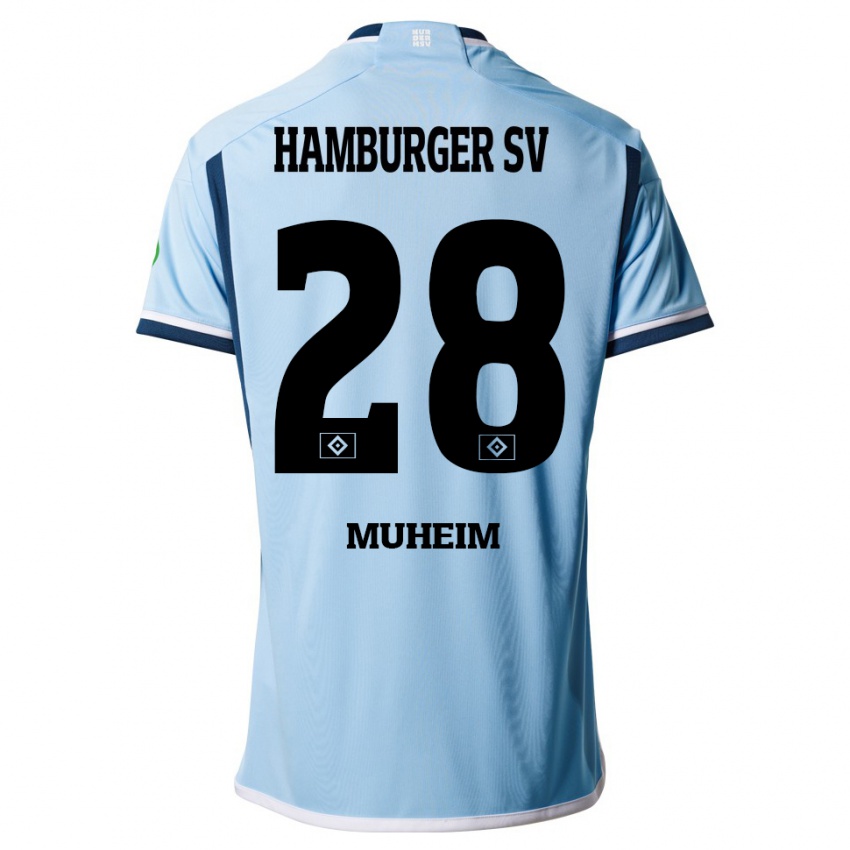 Damen Miro Muheim #28 Blau Auswärtstrikot Trikot 2023/24 T-Shirt