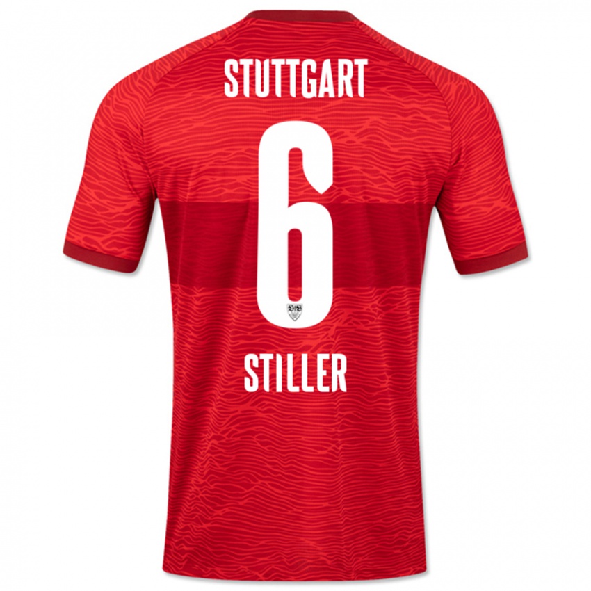 Damen Angelo Stiller #6 Rot Auswärtstrikot Trikot 2023/24 T-Shirt