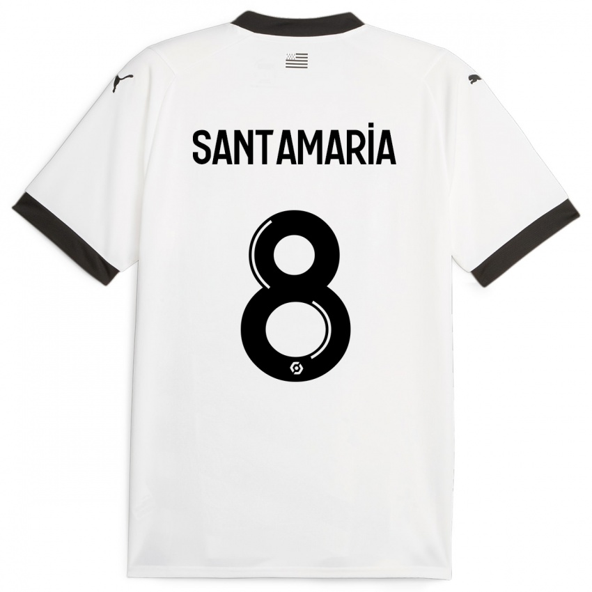 Damen Baptiste Santamaria #8 Weiß Auswärtstrikot Trikot 2023/24 T-Shirt