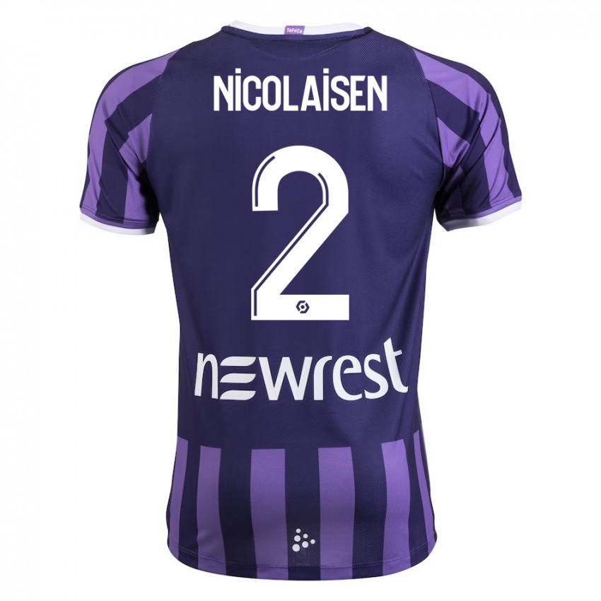 Damen Rasmus Nicolaisen #2 Lila Auswärtstrikot Trikot 2023/24 T-Shirt