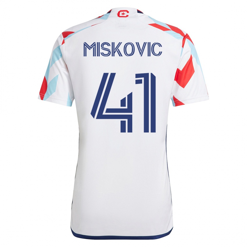 Damen Mihajlo Miskovic #41 Weiß Blau Auswärtstrikot Trikot 2023/24 T-Shirt
