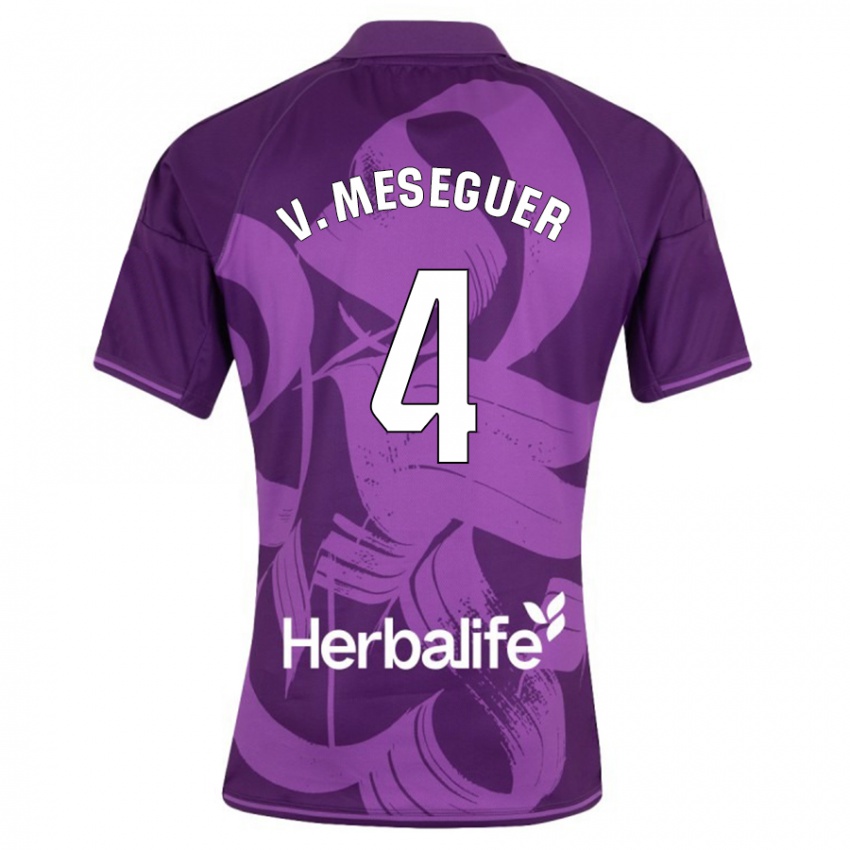 Damen Víctor Meseguer #4 Violett Auswärtstrikot Trikot 2023/24 T-Shirt