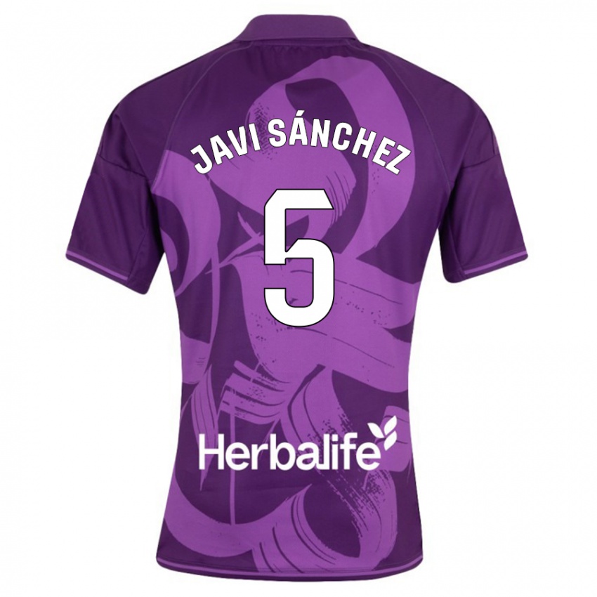 Damen Javi Sánchez #5 Violett Auswärtstrikot Trikot 2023/24 T-Shirt