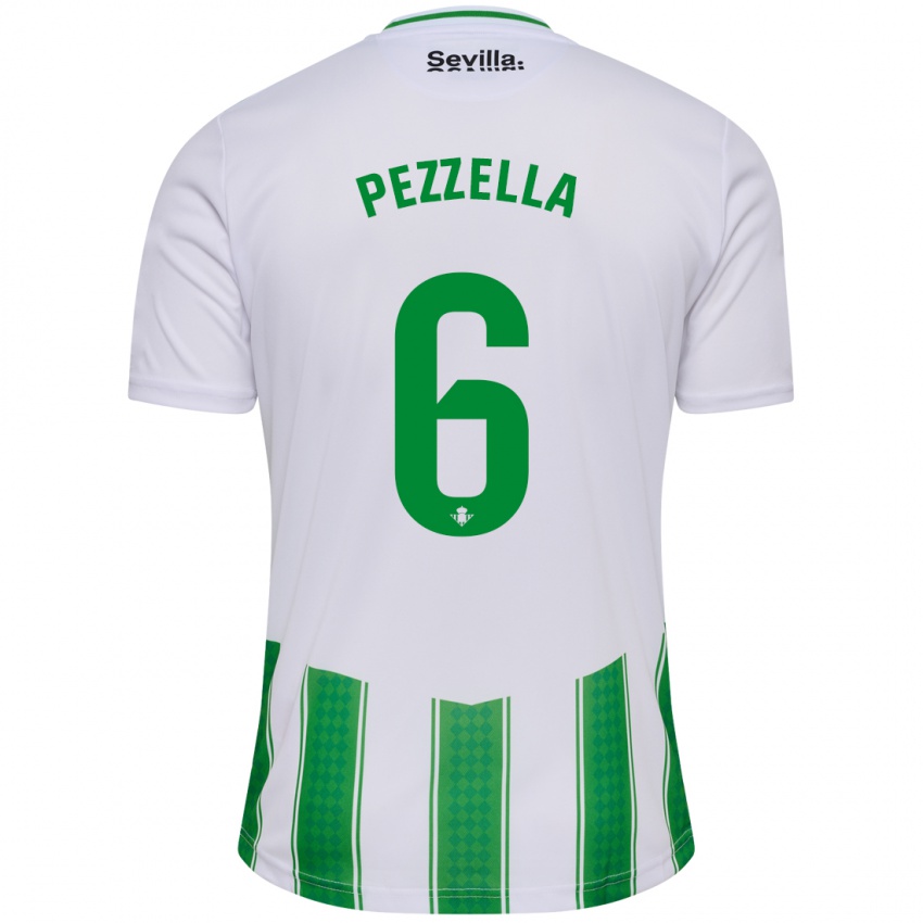 Kinder Germán Pezzella #6 Weiß Heimtrikot Trikot 2023/24 T-Shirt
