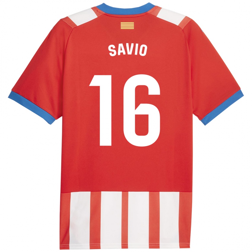 Kinder Sávio #16 Rot-Weiss Heimtrikot Trikot 2023/24 T-Shirt