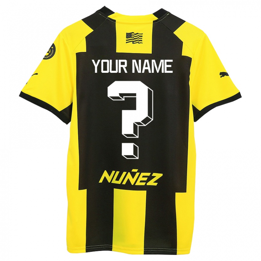 Kinder Ihren Namen #0 Gelb Schwarz Heimtrikot Trikot 2023/24 T-Shirt