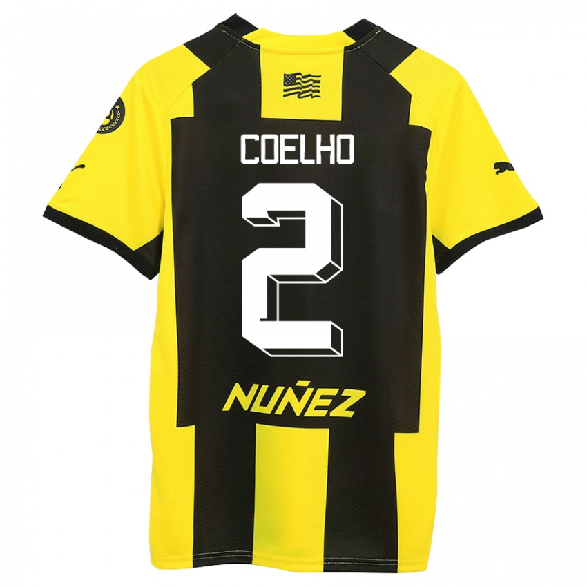 Kinder Léo Coelho #2 Gelb Schwarz Heimtrikot Trikot 2023/24 T-Shirt