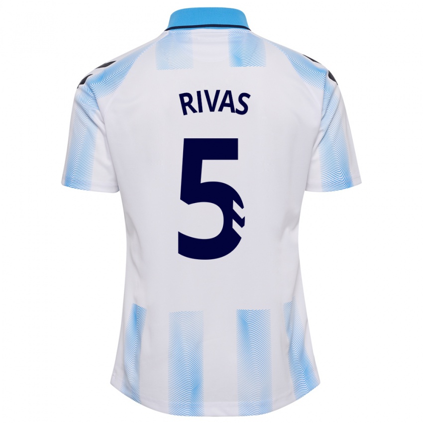 Kinder Juande Rivas #5 Weiß Blau Heimtrikot Trikot 2023/24 T-Shirt