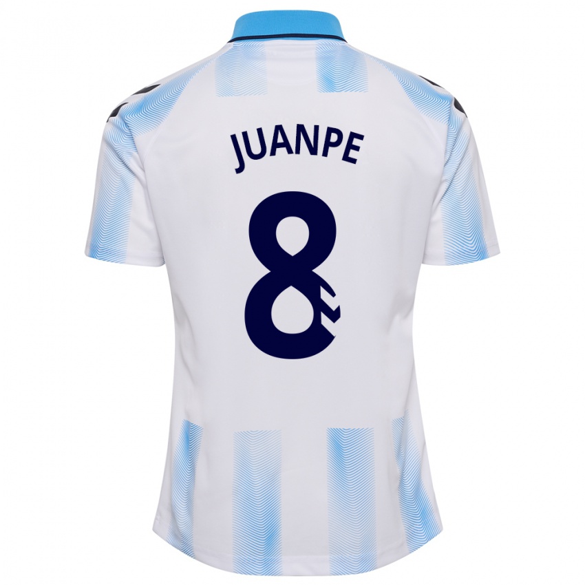 Kinder Juanpe #8 Weiß Blau Heimtrikot Trikot 2023/24 T-Shirt