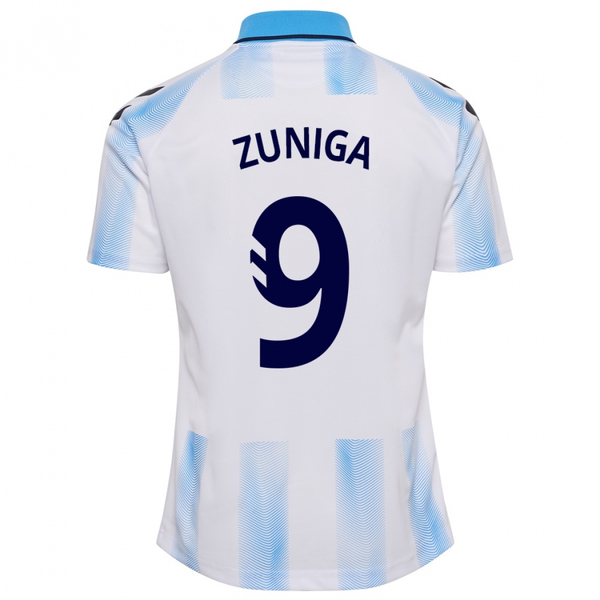 Kinder Loren Zúñiga #9 Weiß Blau Heimtrikot Trikot 2023/24 T-Shirt