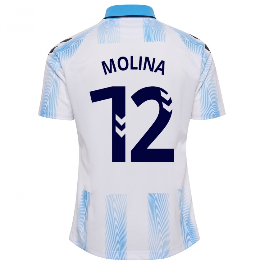 Kinder Manu Molina #12 Weiß Blau Heimtrikot Trikot 2023/24 T-Shirt