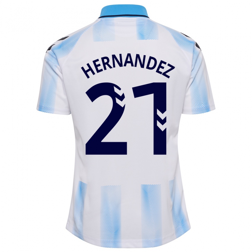 Kinder Juan Hernández #21 Weiß Blau Heimtrikot Trikot 2023/24 T-Shirt