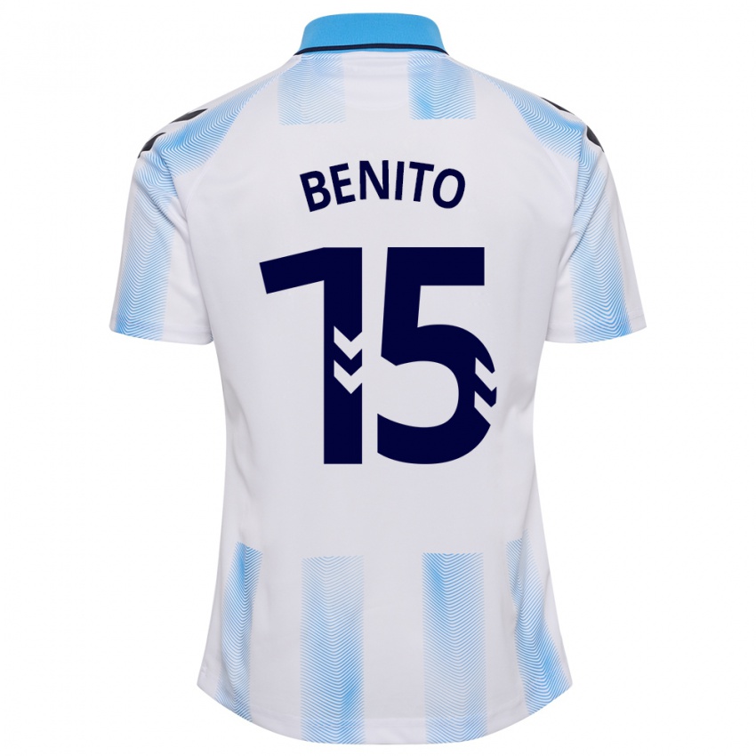 Kinder Iván Benito #15 Weiß Blau Heimtrikot Trikot 2023/24 T-Shirt