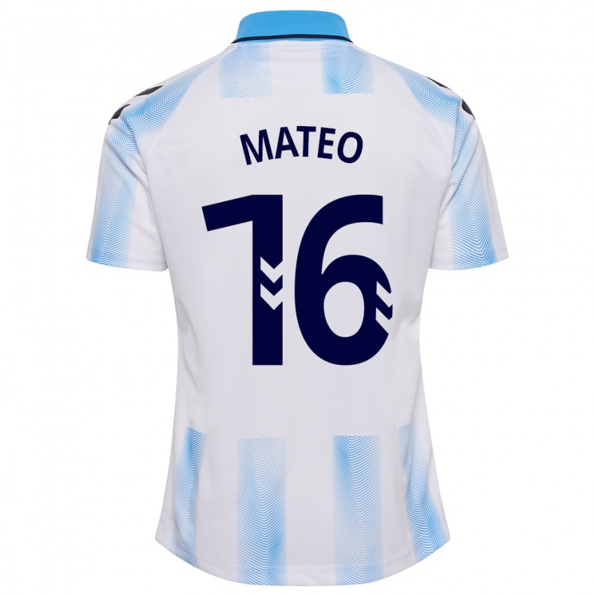Kinder Ángel Mateo #16 Weiß Blau Heimtrikot Trikot 2023/24 T-Shirt