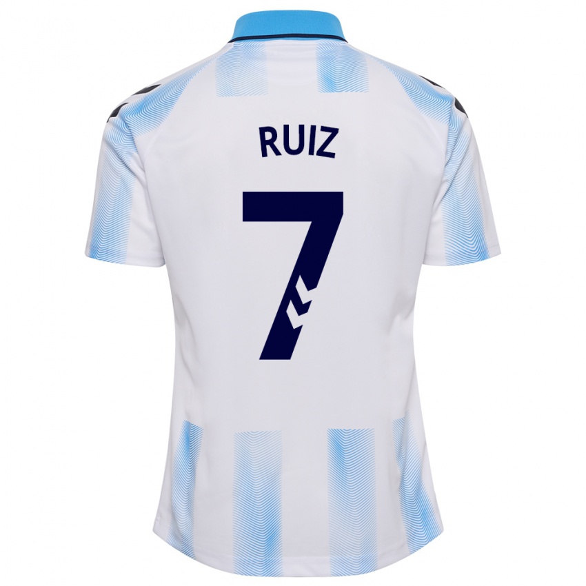 Kinder María Ruiz #7 Weiß Blau Heimtrikot Trikot 2023/24 T-Shirt