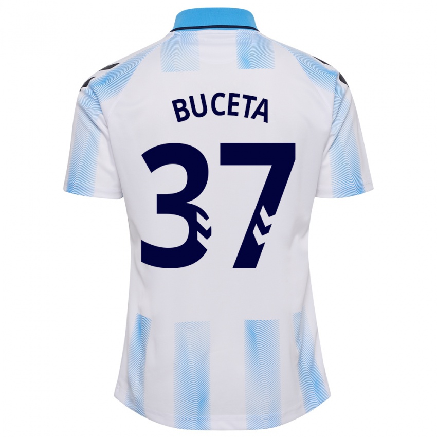 Kinder Ana Buceta #37 Weiß Blau Heimtrikot Trikot 2023/24 T-Shirt