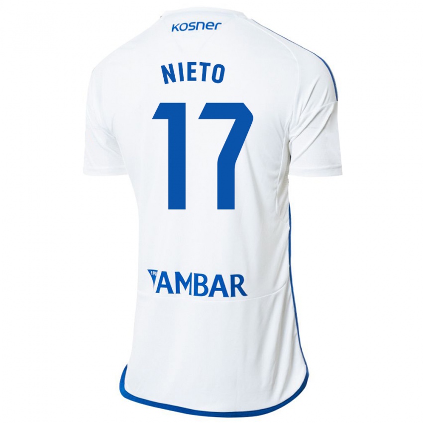 Kinder Carlos Nieto #17 Weiß Heimtrikot Trikot 2023/24 T-Shirt