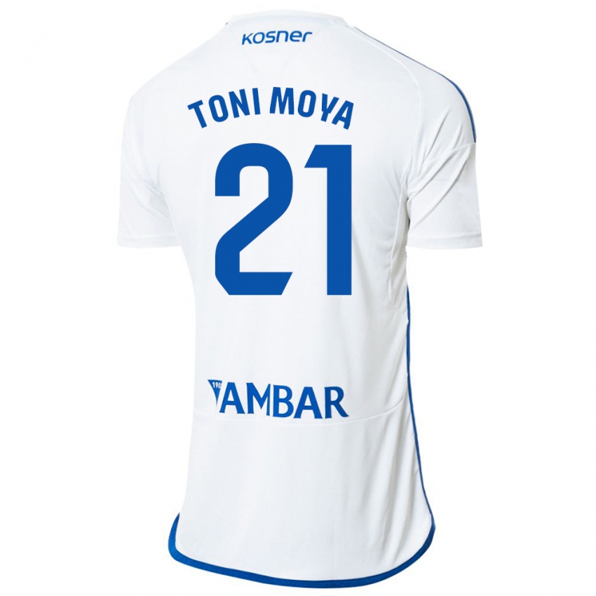 Kinder Toni Moya #21 Weiß Heimtrikot Trikot 2023/24 T-Shirt