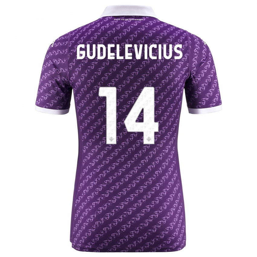 Kinder Ernestas Gudelevicius #14 Violett Heimtrikot Trikot 2023/24 T-Shirt
