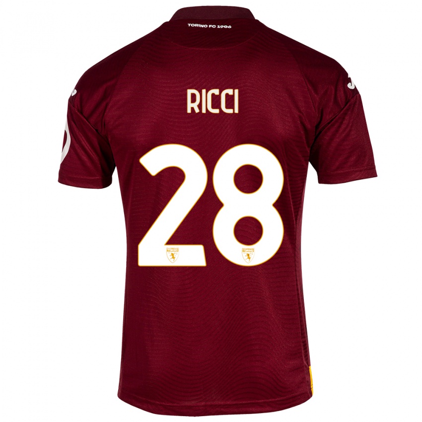 Kinder Samuele Ricci #28 Dunkelrot Heimtrikot Trikot 2023/24 T-Shirt