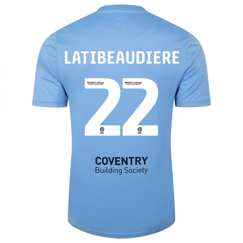 Kinder Joel Latibeaudiere #22 Himmelblau Heimtrikot Trikot 2023/24 T-Shirt