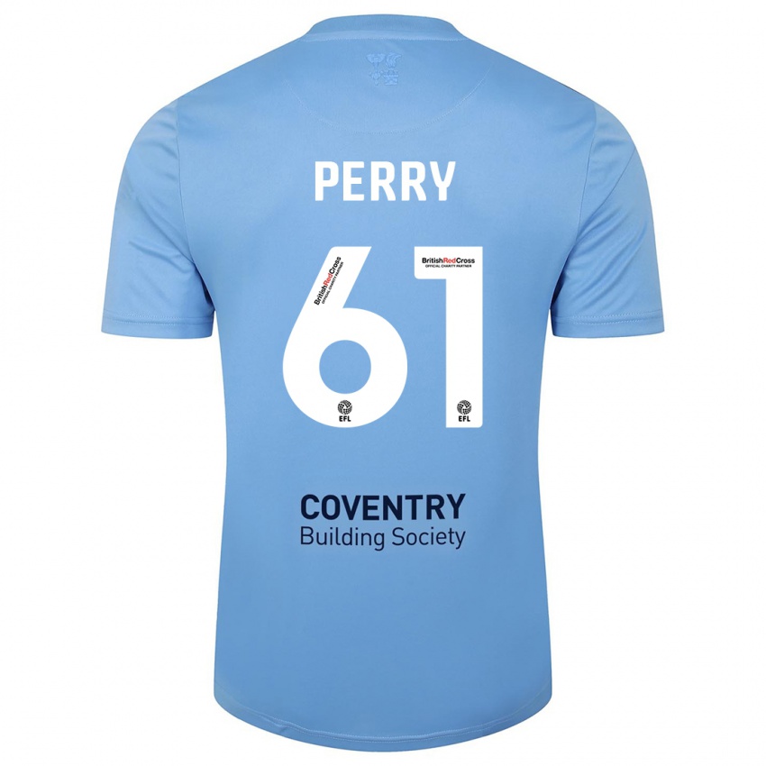 Kinder Callum Perry #61 Himmelblau Heimtrikot Trikot 2023/24 T-Shirt