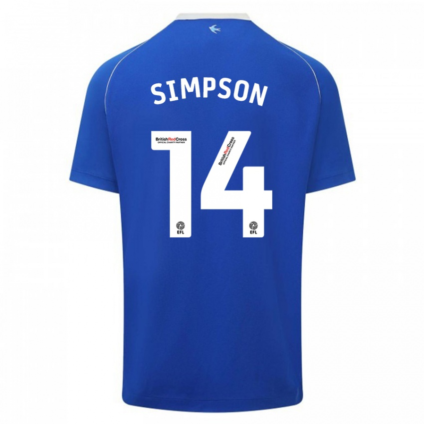 Kinder Jasmine Simpson #14 Blau Heimtrikot Trikot 2023/24 T-Shirt