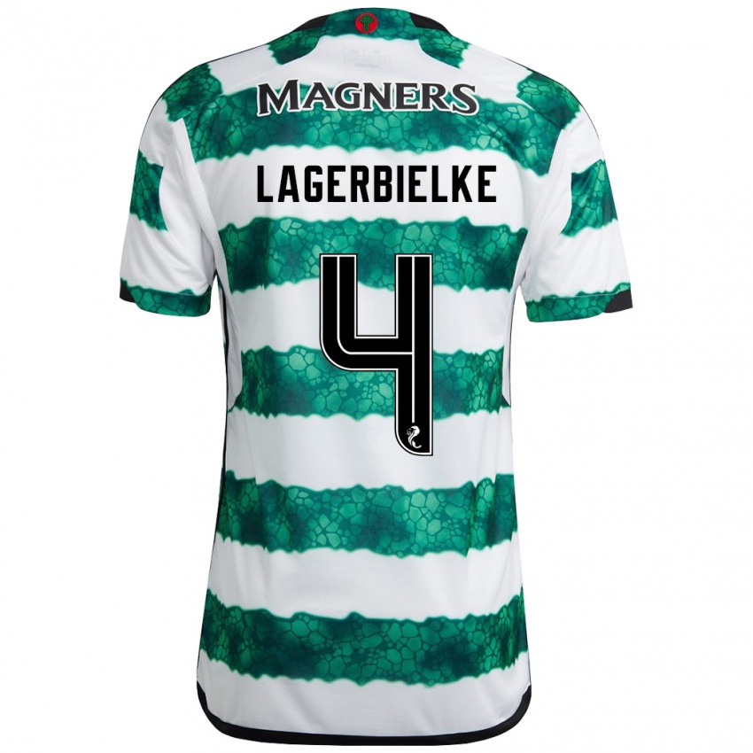 Kinder Gustaf Lagerbielke #4 Grün Heimtrikot Trikot 2023/24 T-Shirt