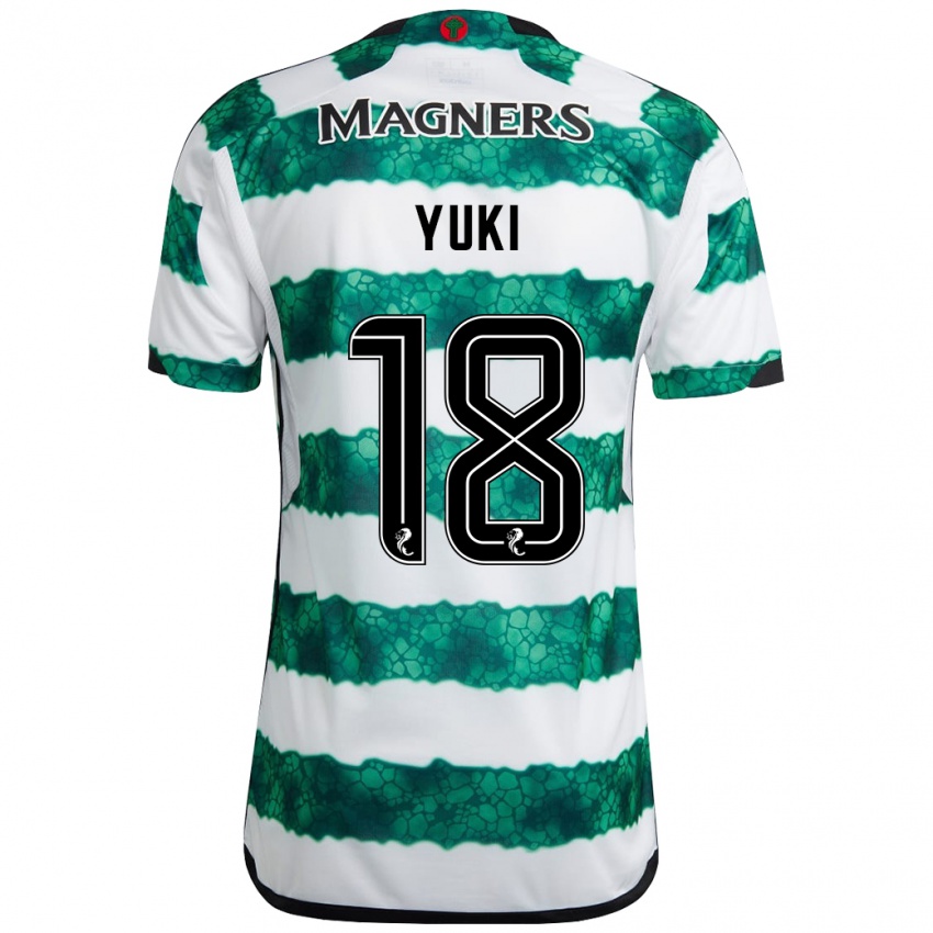 Kinder Yuki Kobayashi #18 Grün Heimtrikot Trikot 2023/24 T-Shirt