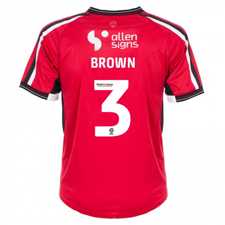 Kinder Jaden Brown #3 Rot Heimtrikot Trikot 2023/24 T-Shirt