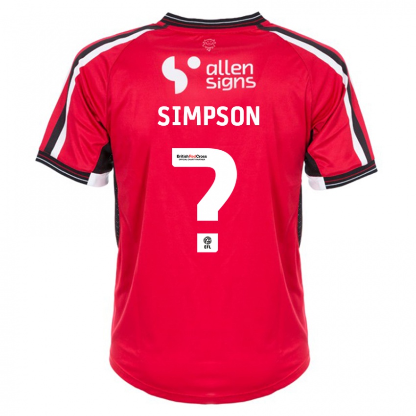 Kinder John Simpson #0 Rot Heimtrikot Trikot 2023/24 T-Shirt