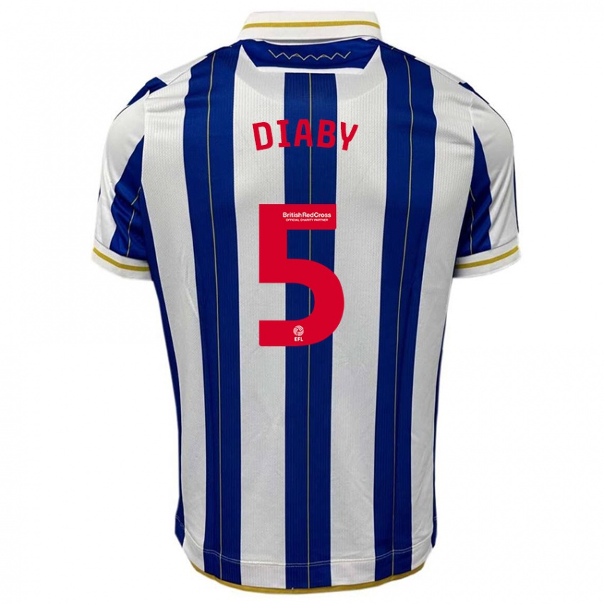 Kinder Bambo Diaby #5 Blau Weiss Heimtrikot Trikot 2023/24 T-Shirt