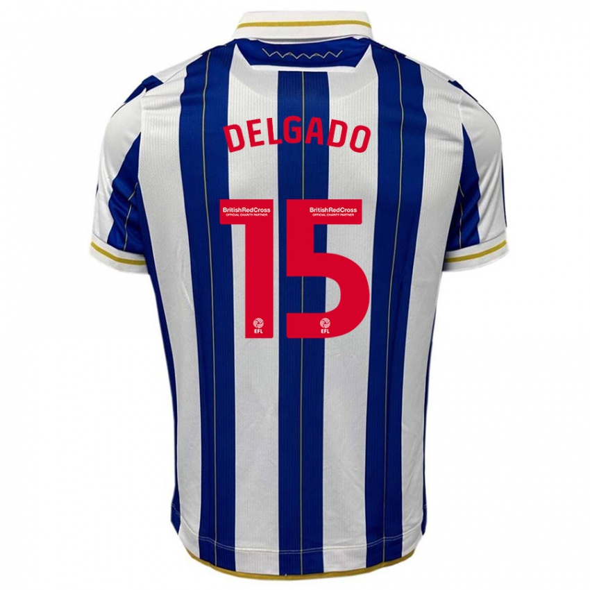 Kinder Juan Delgado #15 Blau Weiss Heimtrikot Trikot 2023/24 T-Shirt