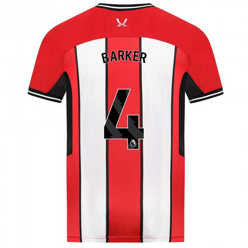 Kinder Sophie Barker #4 Rot Heimtrikot Trikot 2023/24 T-Shirt