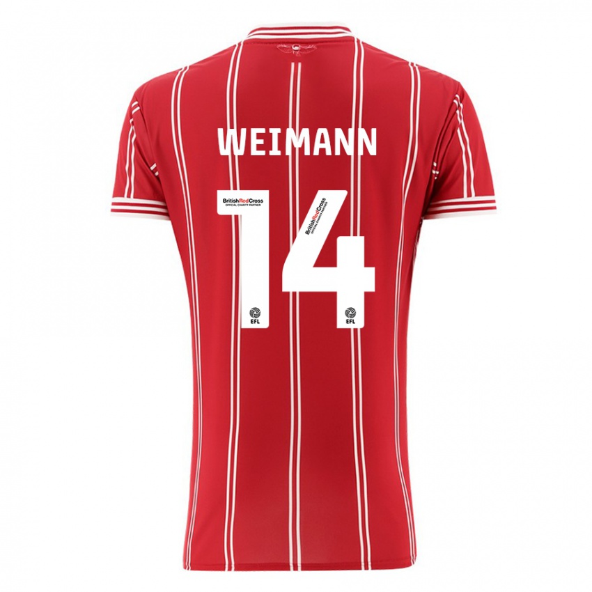 Kinder Andreas Weimann #14 Rot Heimtrikot Trikot 2023/24 T-Shirt