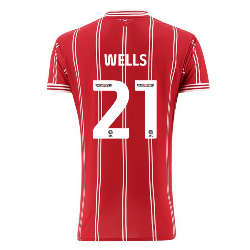 Kinder Nahki Wells #21 Rot Heimtrikot Trikot 2023/24 T-Shirt