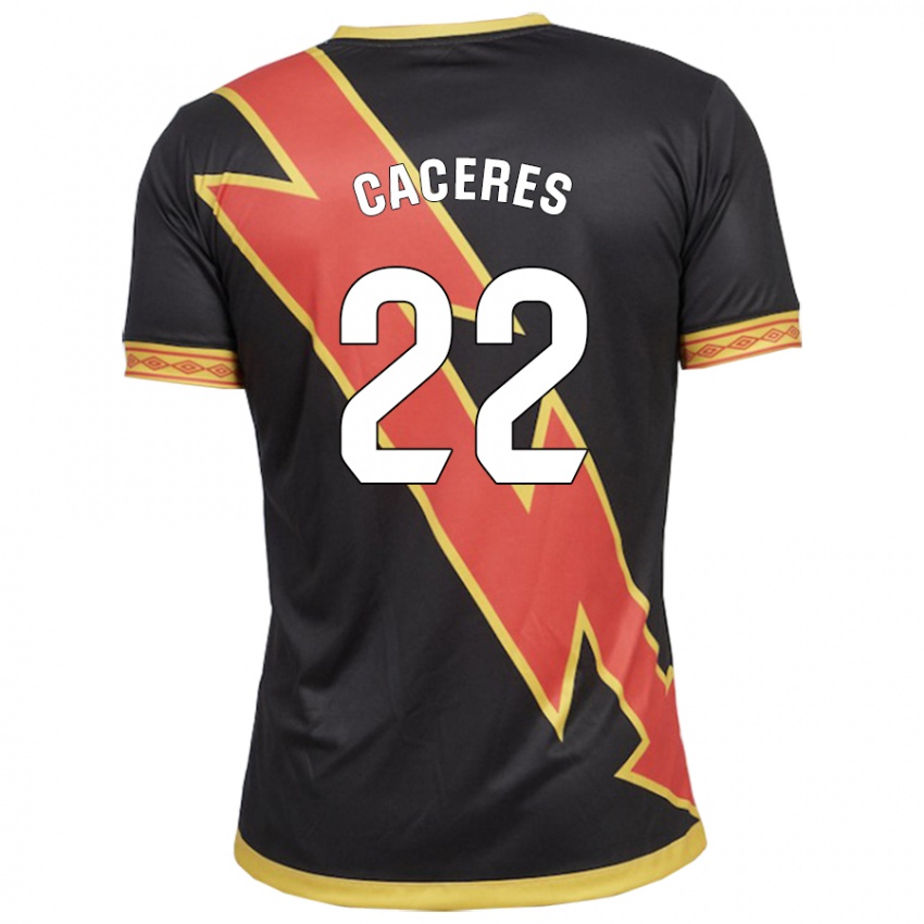 Kinder Daniel Cáceres #22 Schwarz Auswärtstrikot Trikot 2023/24 T-Shirt