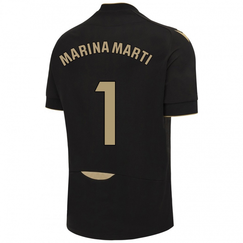 Kinder Marina Martí #1 Schwarz Auswärtstrikot Trikot 2023/24 T-Shirt