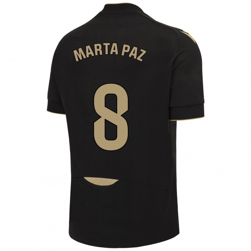 Kinder Marta Milagros Paz Cruz #8 Schwarz Auswärtstrikot Trikot 2023/24 T-Shirt