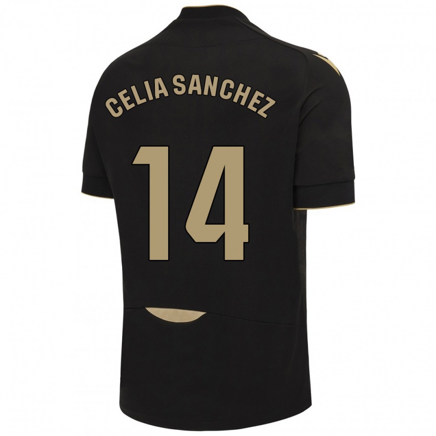 Kinder Celia Sánchez García #14 Schwarz Auswärtstrikot Trikot 2023/24 T-Shirt