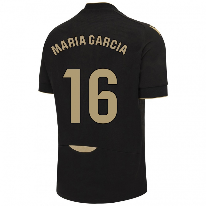 Kinder Maria García Fernández #16 Schwarz Auswärtstrikot Trikot 2023/24 T-Shirt